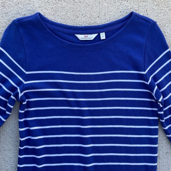 Vineyard Vines Coastal Blue Striped Casual Dress Pima Cotton, S - Picture 2 of 6